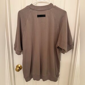 ESSENTIALS Oversized Taupe Short Sleeve Top